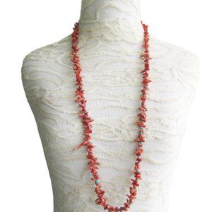 Vintage Red Branch Coral Turquoise Bead Necklace